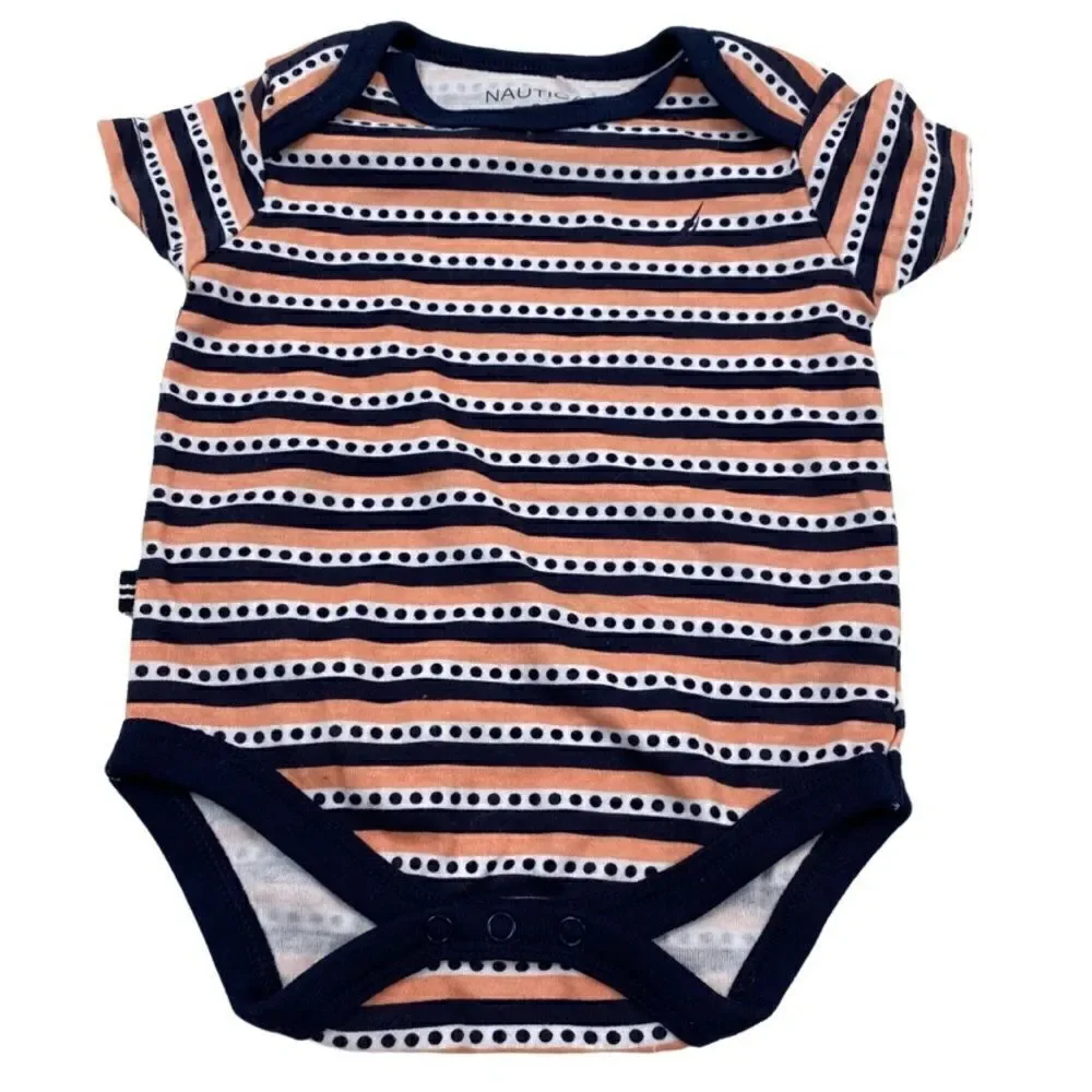 Nautica peach, navy, and white onesie 3-6 month unisex